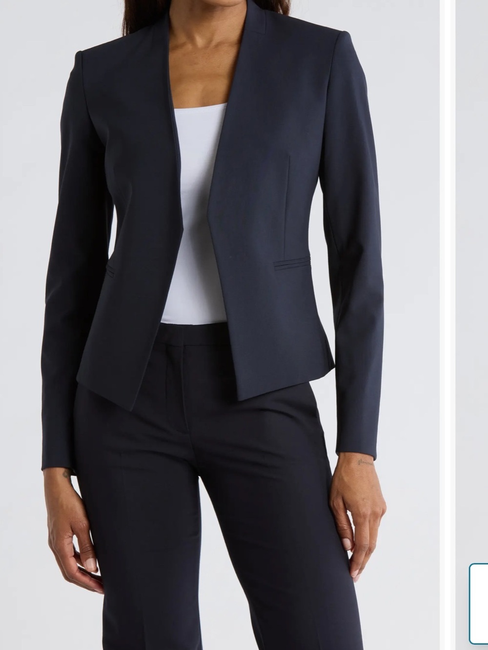 Theory Wool Lanai Navy Collarless Blazer Size 8